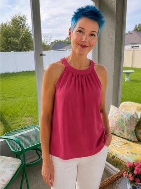 Banana Republic 100% Silk Dark Rose Pink Sleeveless Blouse Tank Top Size 4